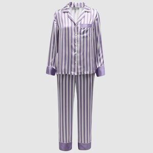 Neiman Marcus Intimates Striped Silk Charmeuse Pajama Set - Size M